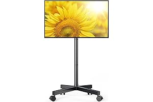 Perlegear TV Rack for 23-60" TVs, Adjustable Rolling TV Stand with Locking Wheels