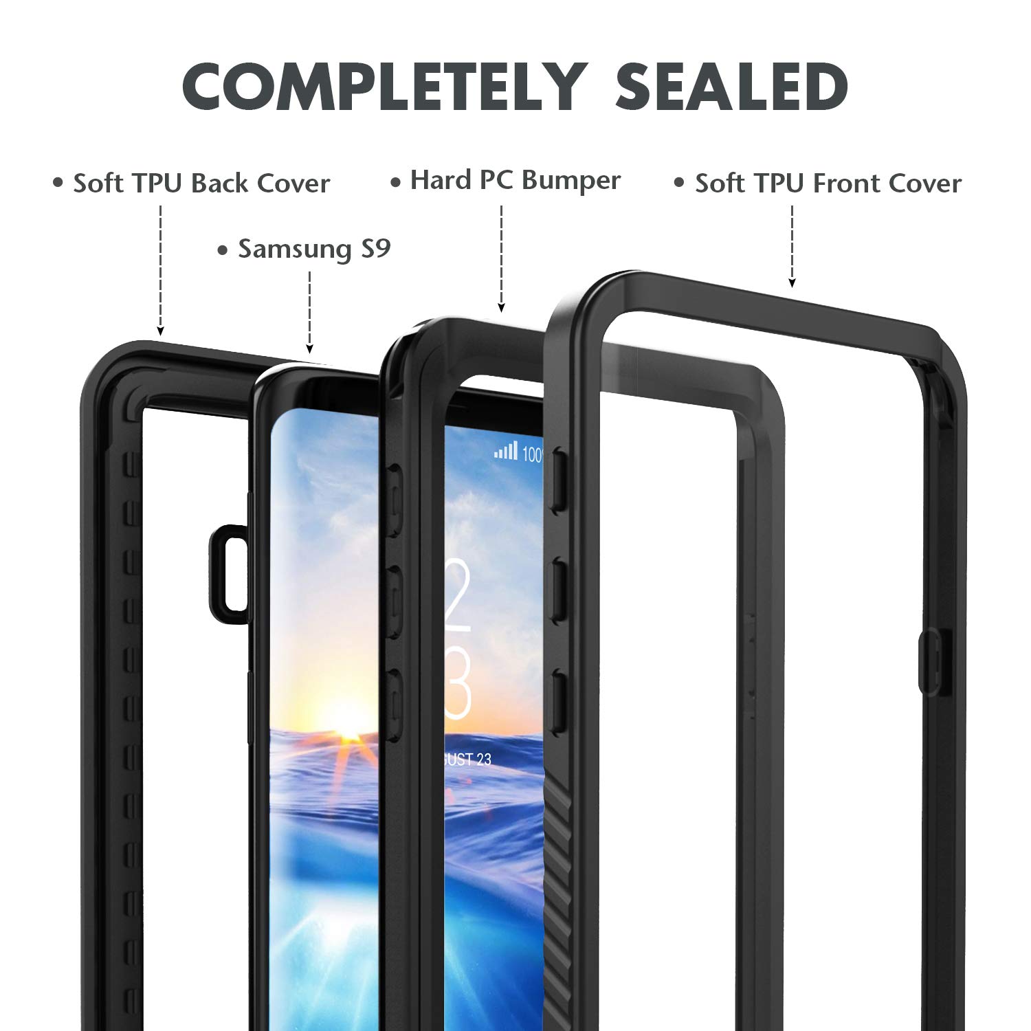 Galaxy S9 Plus Waterproof Case Underwater Full Sealed Cover Ip68