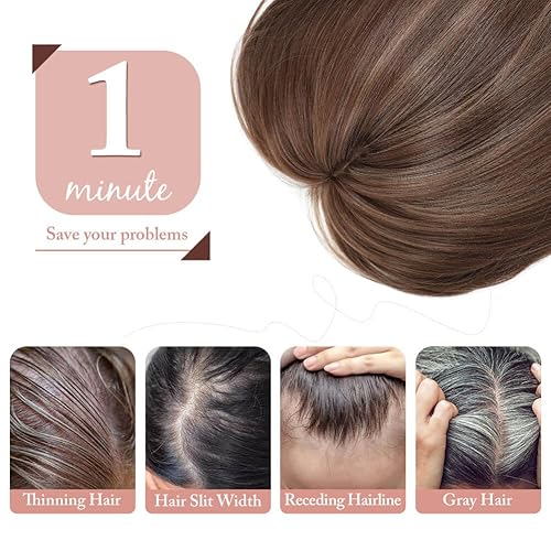 Miniatura 6 de Molefi Toppers para el cabello para mujer, para adelgazar el cabello o la pérdida de cabello, 7 x 7 pulgadas, cortadores de pelo corto con cubierta