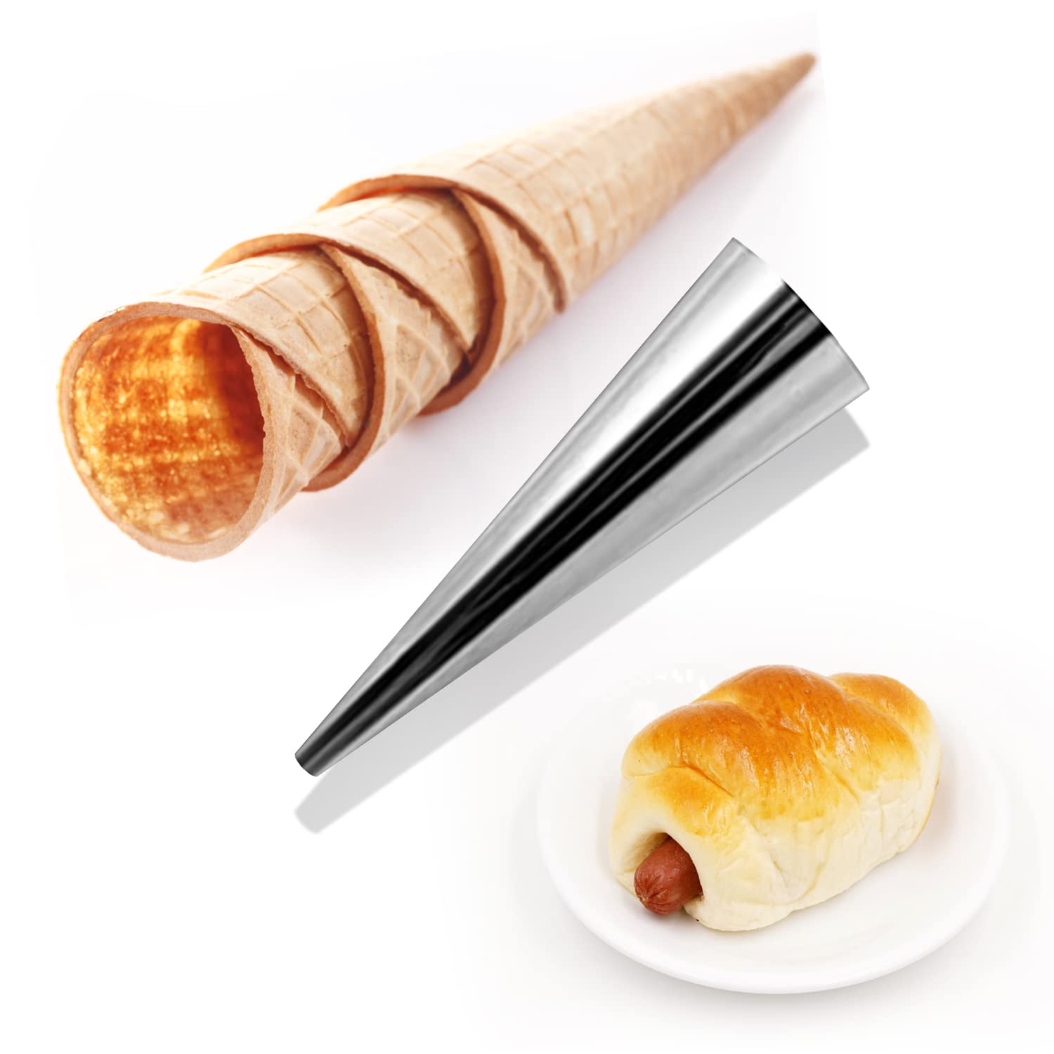 Set De 21 Moules à Cannoli En Inox - Tubes Et Cônes Pour Pâtisserie, Cornes à Crème, Gaufres - Avec Brosse De Nettoyage Inclus