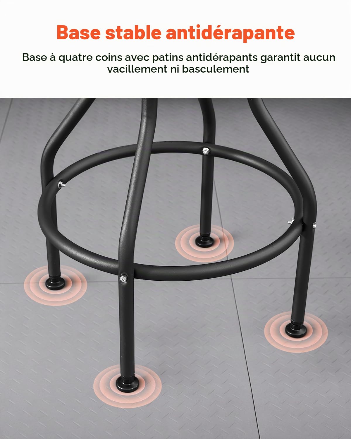 VEVOR Tabouret d'Atelier avec Dossier, Tabouret de Mécanicien sur roulettes avec Capacité de Charge Maximale de 136 kg, Siège de Garage Rembourré Pivotant à 360°, Réglable en Hauteur, pour Garage