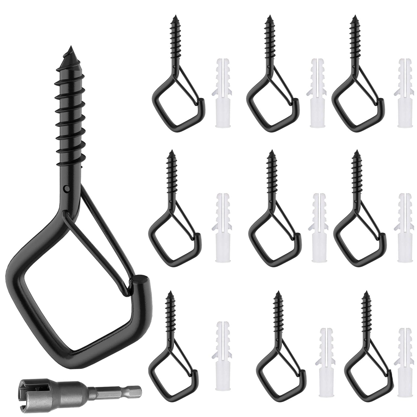 CANGCANG 10PCS Haken Zum Schrauben mit Sicherung, Wandhaken, Edelstahl schraubhaken,Deckenhaken,Vogelhäuschen,Hakenschrauben zum Aufhängen Pflanzenkörben dekorative