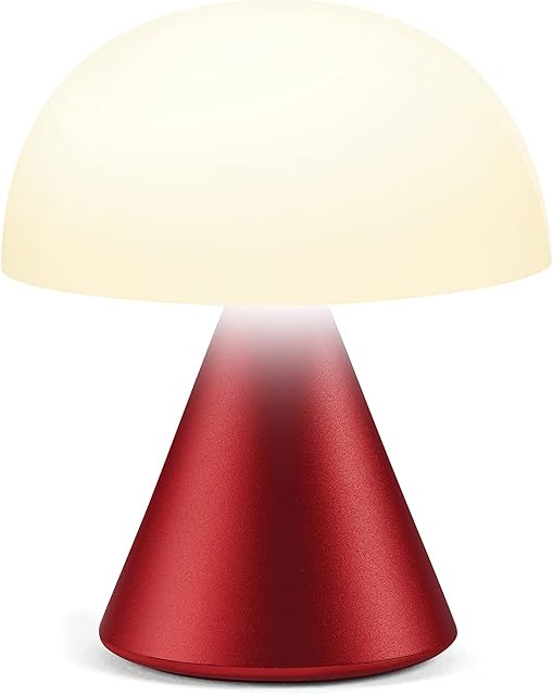 Lexon Mini LED Table Lamp, Rechargeable Wireless Desk Lamp, Dimmable for up to 12 Hours of Battery Life - Dark Red