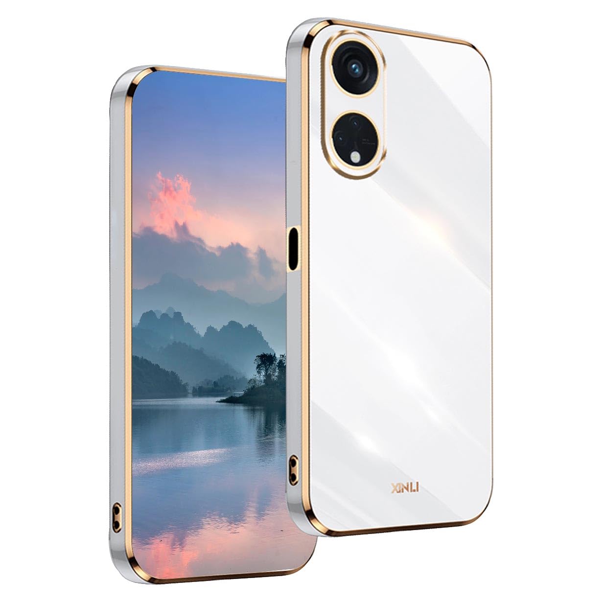 UPLAI Cover per OPPO A98 5G, Design Galvanico alla Moda Custodia Ultra Sottile Antiurto Anti-Graffio, Colorato Lussuoso Morbido TPU Silicone Caso.(Bianco