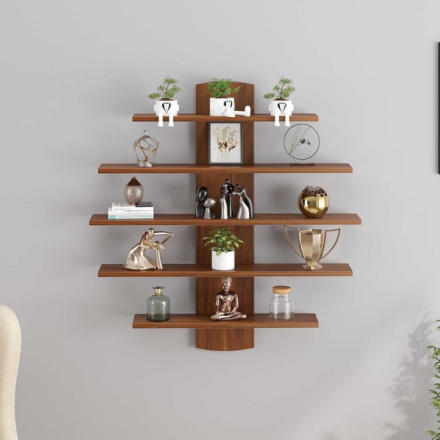DURATECH 5-Tier DecoWood Wall Shelf, Engineered Wood Display Rack, Wall ...