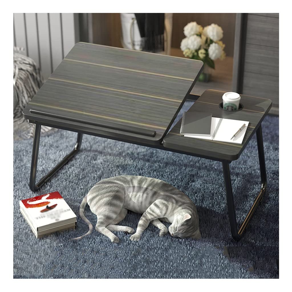 Tablette de lit multifonctionnelle réglable en Hauteur pour Ordinateur Portable, avec Porte-gobelet et Pieds Pliables, idéale pour écrire et Travailler (Noir, 27 Pouces).