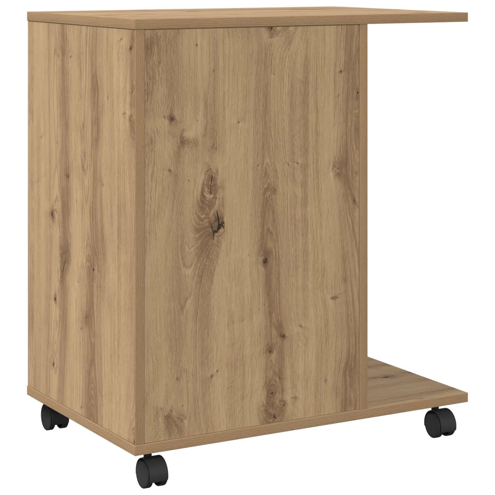 Druckerständer mit Rollen aus Holzwerkstoff, Eiche-Optik, 60 x 40 x 68,5 cm, mit Schubladen für Büroorganisation, rollbares Design für Flexible Nutzung
