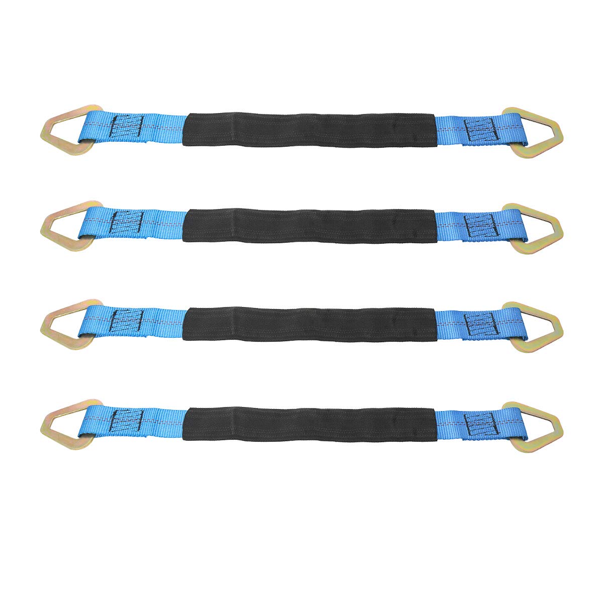 NovelBee 4 Pack de 24 x 2 pulgadas correa de eje con funda protectora y anillo en D para asegurar el transporte del coche (azul)