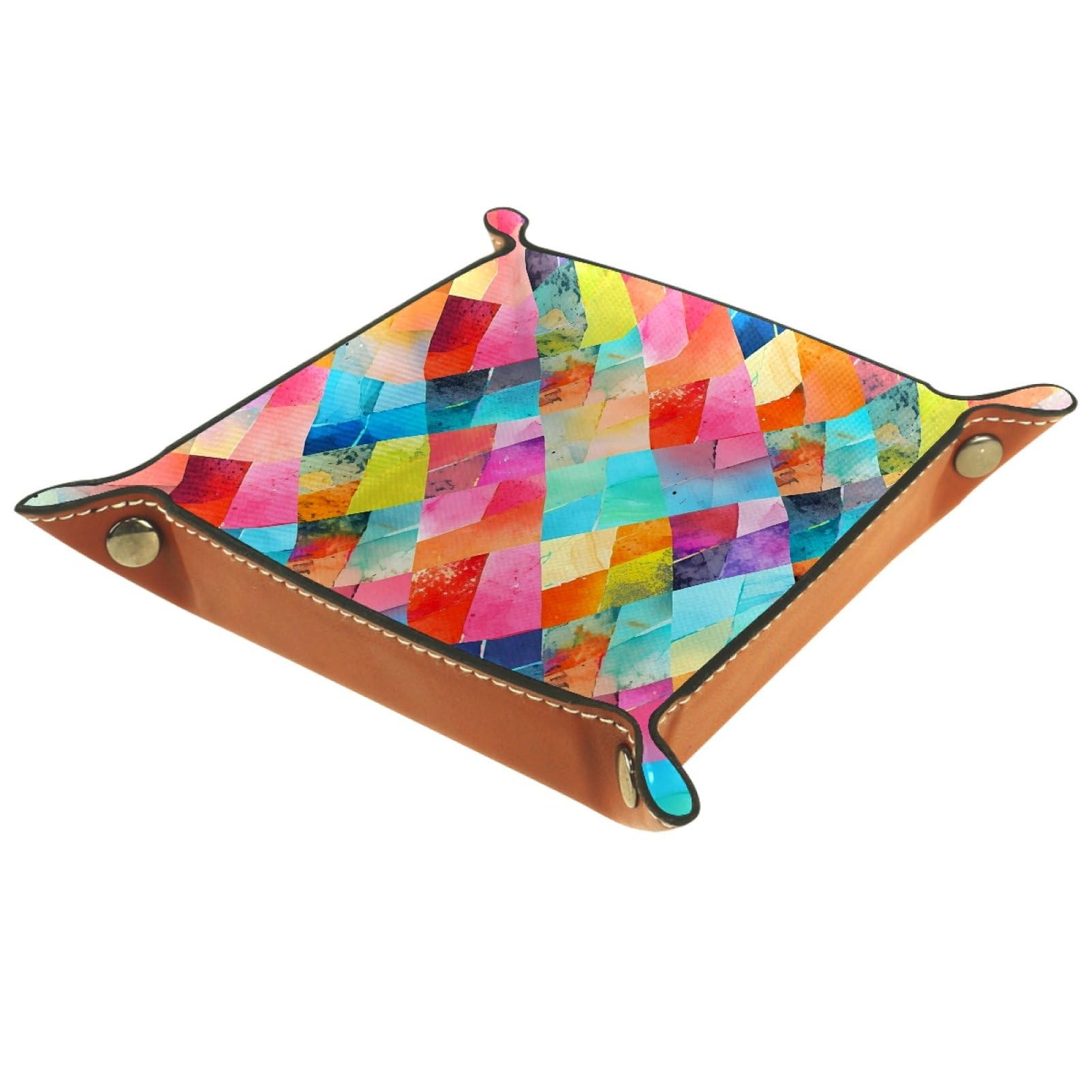 VAPOKF Colorful Grid Texture Portable Folding Dice Rolling Tray, Microfiber Leather Dice Holder for Dice Games Like RPG, DND and Other Table Games