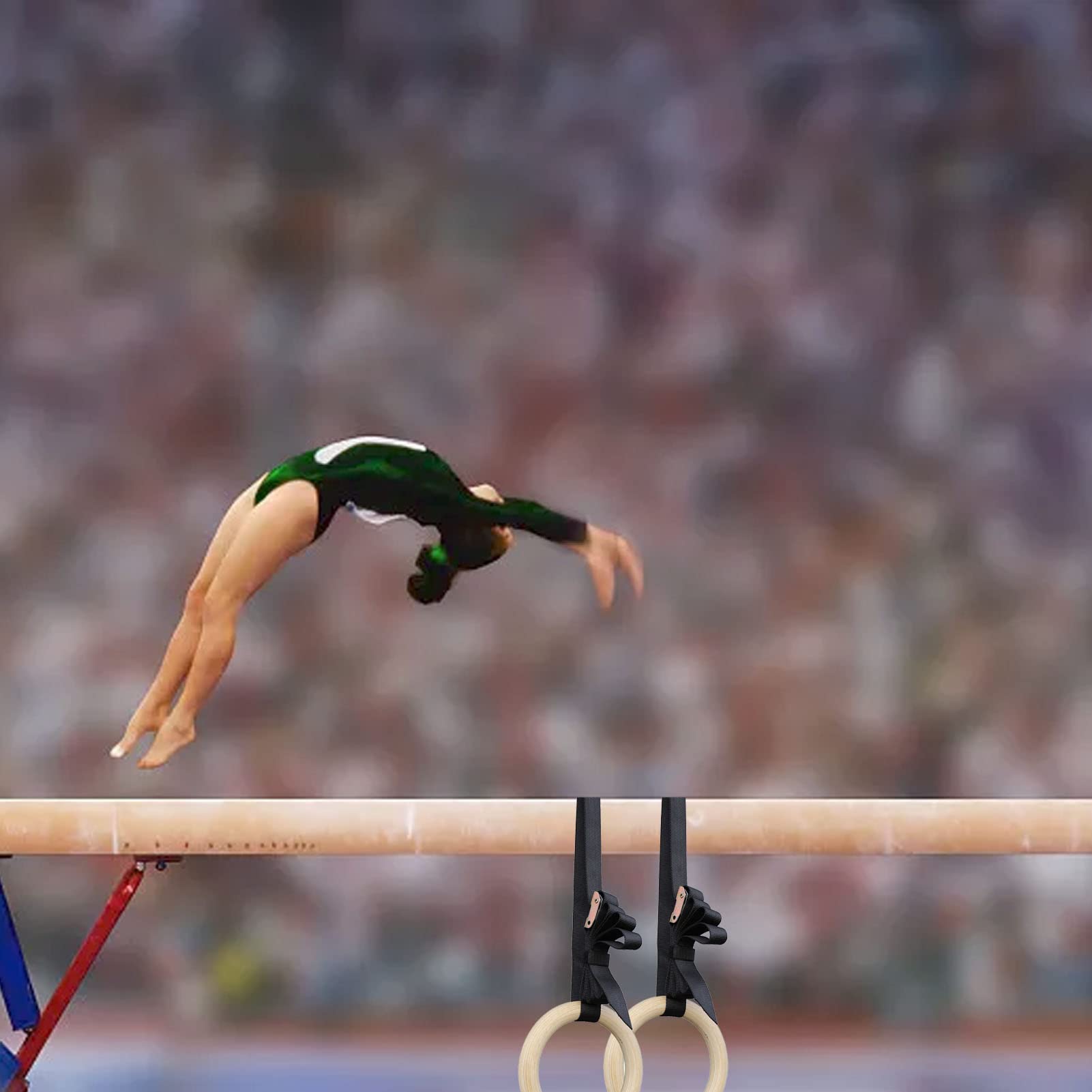 Anelli da Ginnastica in Legno, Anelli da Palestra per Esercizi Anelli Atletici per Costruzione Muscolare, Allenamento per Addominali, Allenamento per la Forza