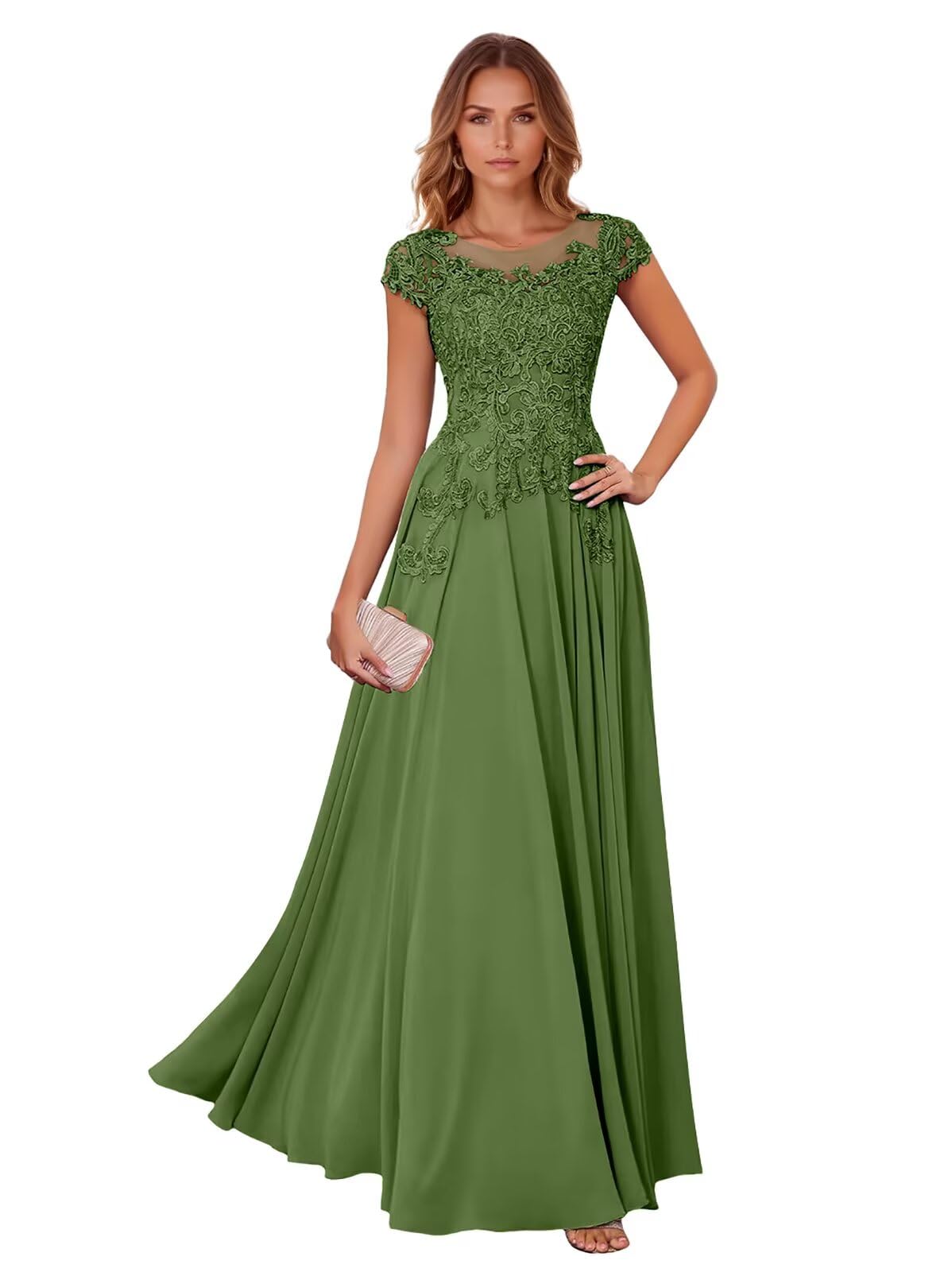 ZVGEM Lace Chiffon Mother of the Bride Dresses for Women Long Wedding Guest Gowns A Line Mother of the Groom Dresses