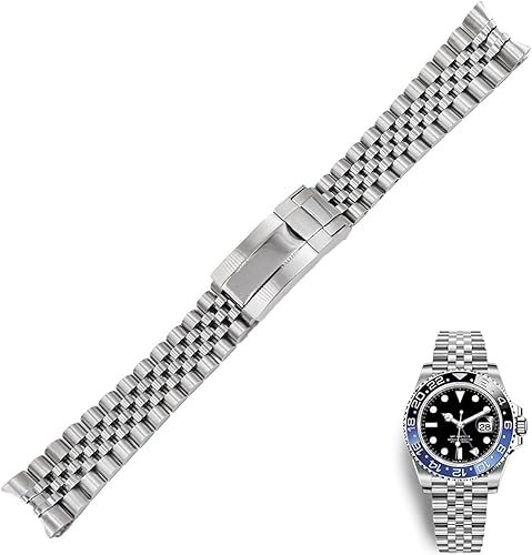 DFAMIN for Rolex GMT Master II 20mm Stainless Steel Replacement Wrist Watch Band watchband Strap Bracelet Jubilee with Oyster Clasp