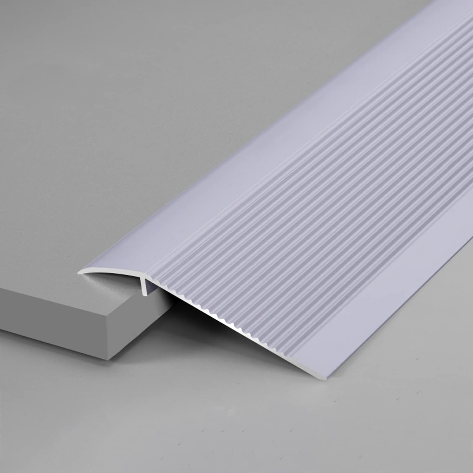 Remys Silver Wood To Laminate/Carpet To Tile,Transition Strip 4" Transition Strip Edge Ramp Aluminum, Scratch-Resistant Reducer Threshold Bar, Cuttable Easy To Clean(Silver)