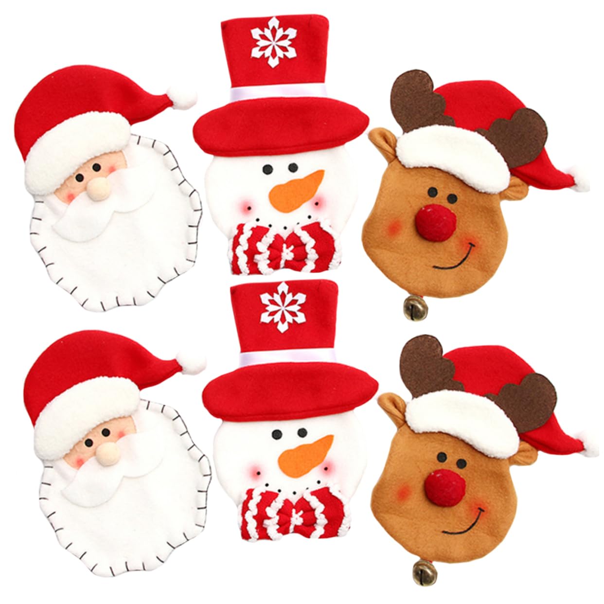 BESTonZON 6pcs Christmas Snowman Elk Cutlery Set Tree Ornaments Decor Utensil Bag Tableware Holder for Parties
