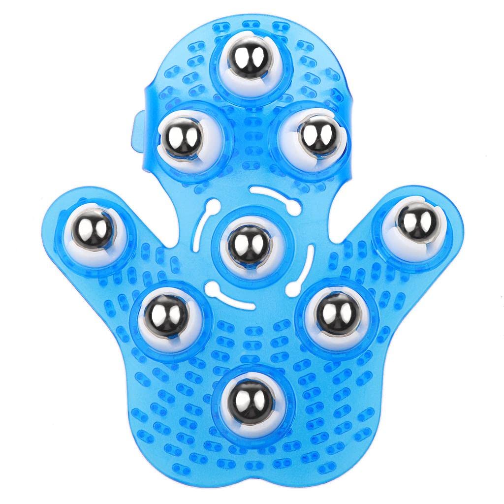 3 Piezas Rodillo Masajeador Corporal Guante Masajeador Rodillo de Espalda Guante de Baño con 9 Bolas Metálicas Giratorias 360 Grados Material Plástico, 3 piezas