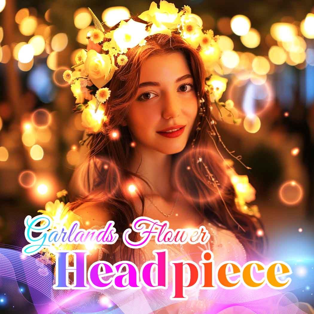 LED Blumenkrone – Leuchtendes Stirnband Mit Blumen Für Festival, Hochzeit & Partys, Verstellbare Größe