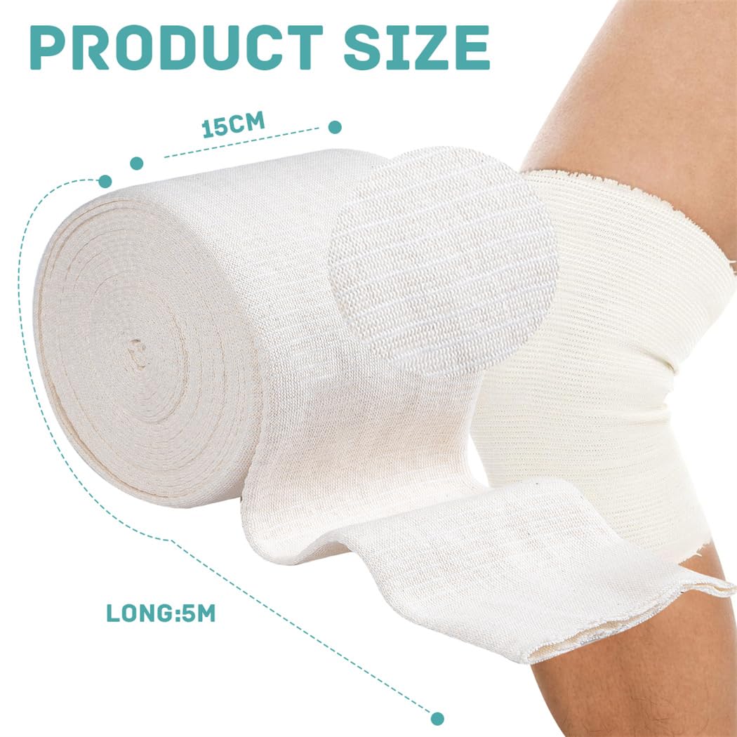 Tubular Bandages Elastic Support Bandage 5.9” x 5.46 Yards Tubular Compression Bandage Cast Sleeve Roll Stockinette Tubing for Large Arm Knees Legs