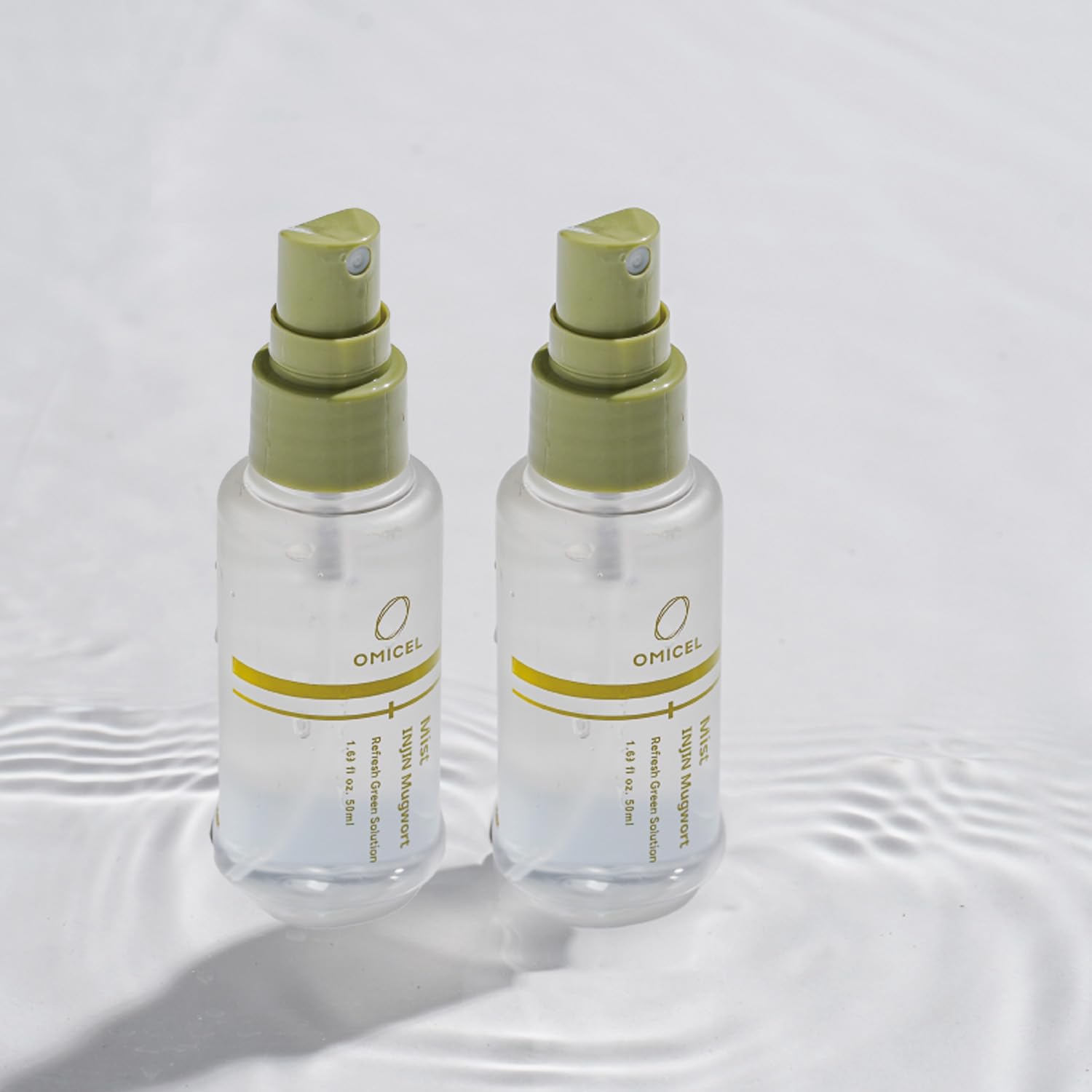 INJIN Mugwort Green Solution Mist (2 Count) - Hydrating Facial Toner Spray for Dewy, Glowing Skin | Moisturizing Makeup Setting Mist | Hemp Stem Extract, Bifida Ferment Lysate