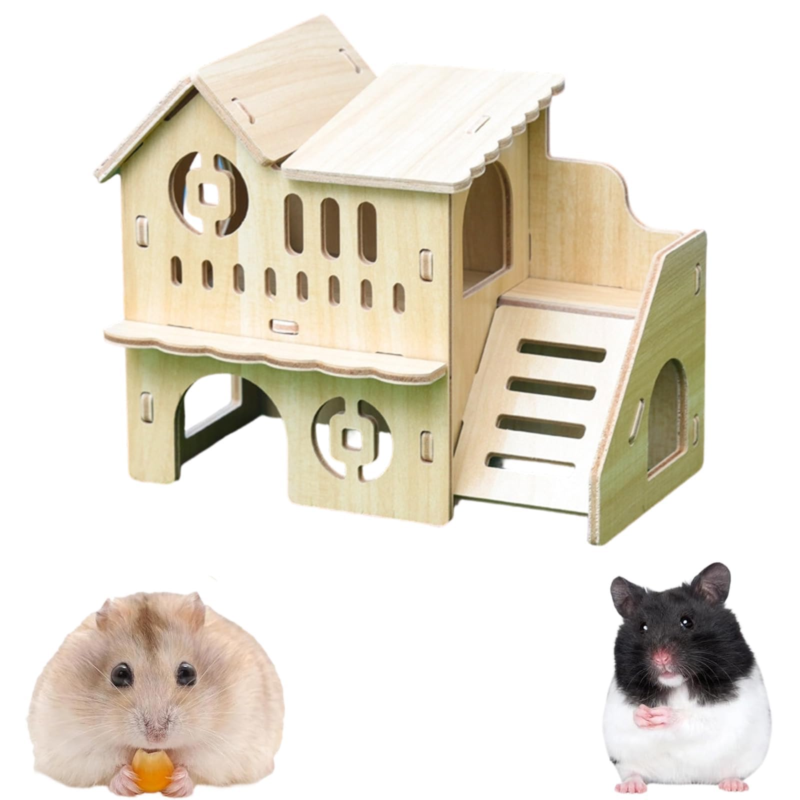 Hamster House, Hamster Cage and Hamster Toys, Multi-Level Small Animal Habitat, Chew-Proof Design for Pet Rodents, Easy Assembly and Cleaning, Compact Size for Cage Placement-image-10