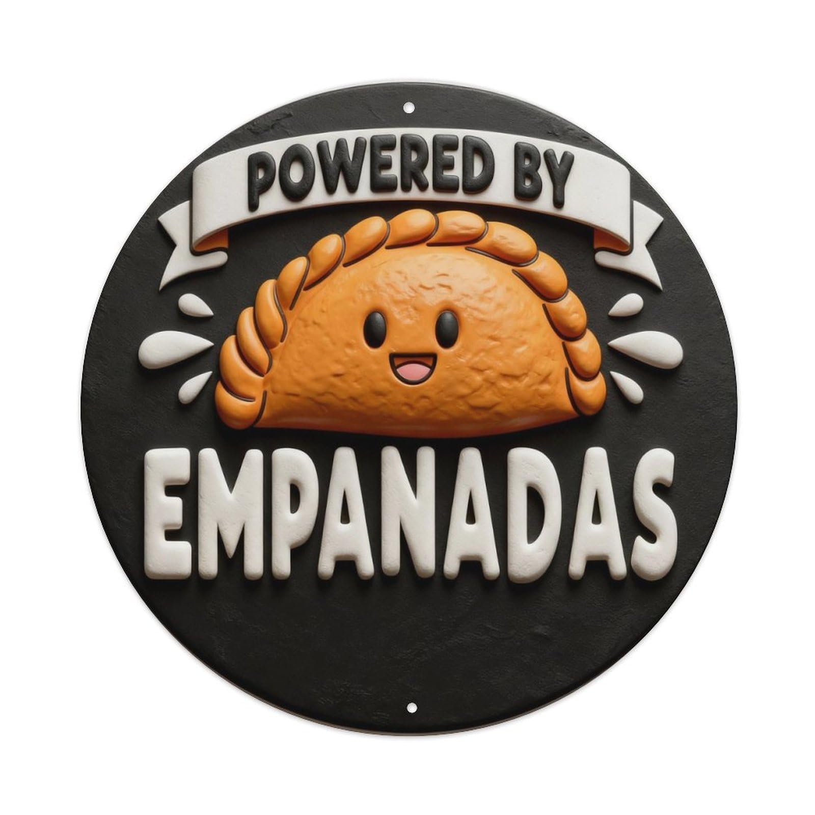 Powered By Empanadas Round Metal Tin Sign Vintage Wall Decor, Bar Garage Cafe Kitchen Home Wall Art Poster 8x8inches