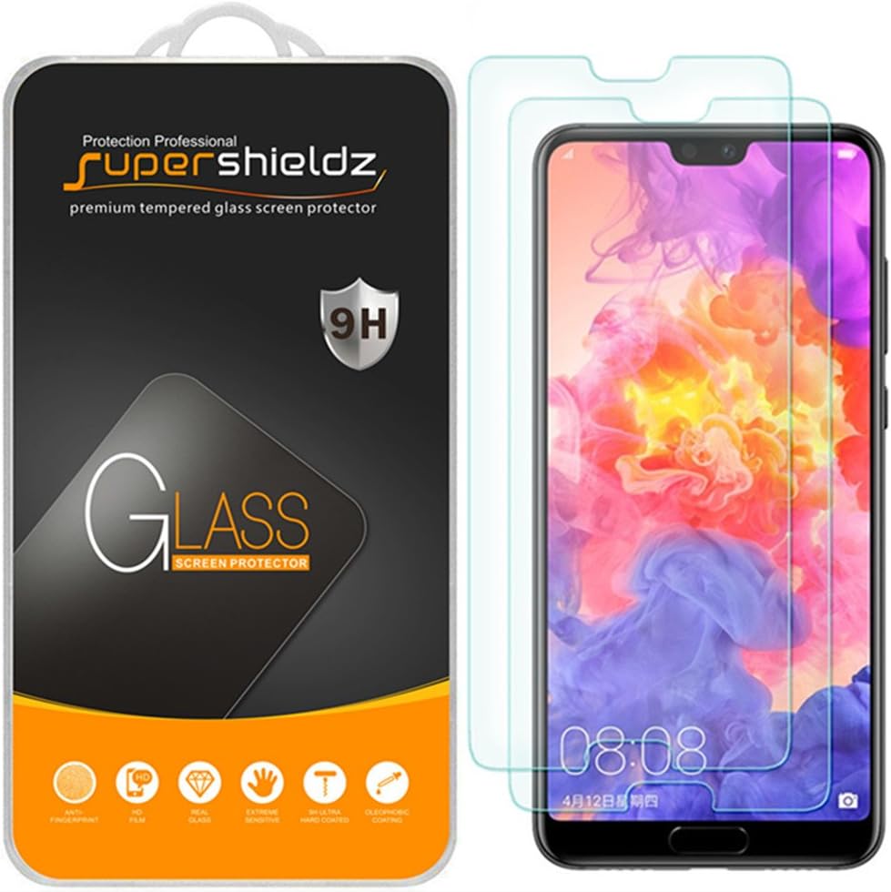 (2 Pack) Supershieldz Designed for Huawei (P20 Pro) Tempered Glass Screen Protector, Anti Scratch, Bubble Free