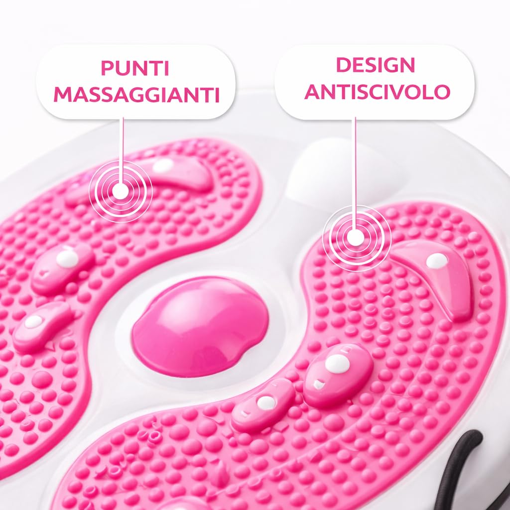 Twist Board con Fune di Trazione – Disco Rotante Fitness Dimagrante 28 cm, Pedana Twist Allenamento Casa Donna, Cuscino Equilibrio Antiscivolo con Massaggio Plantare, Attrezzo Pilates e Tonificazione
