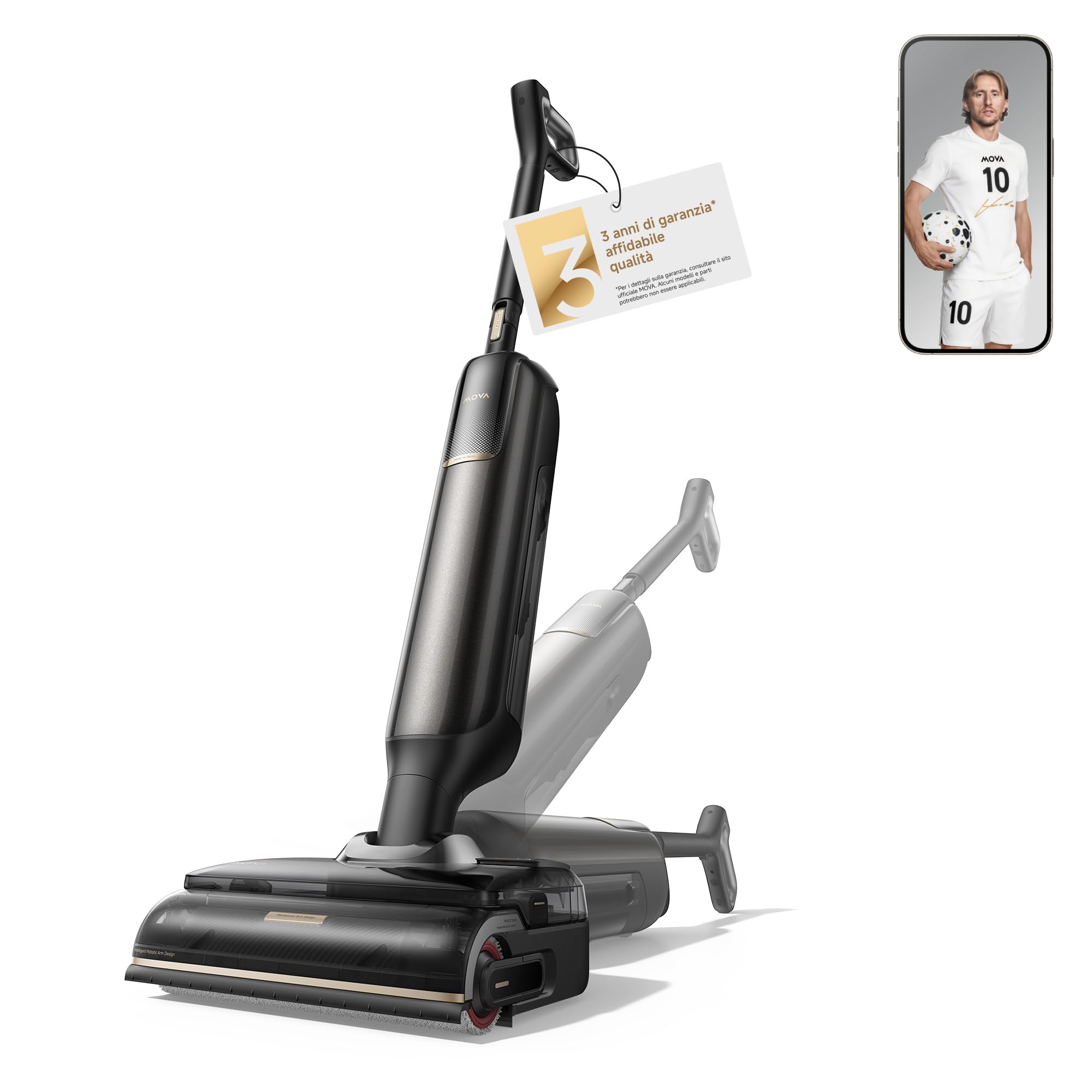 MOVA M50 Ultra Aspirapolvere Lavapavimenti Senza Fili | 22000Pa, 0-Gap Braccio Robotico, Manico Pieghevole ed Estensibile, Immersione a 100 °C, Asciugatura in 5 min a 90°C