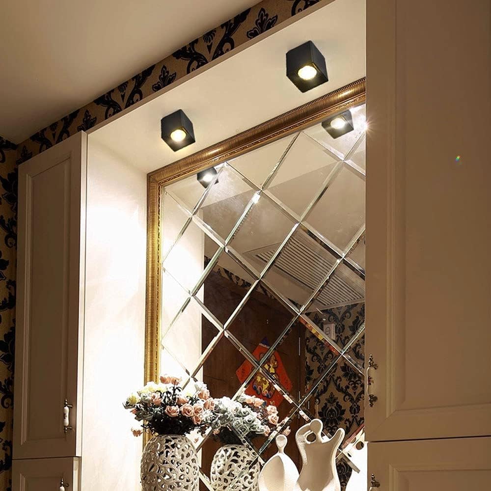 Faretti da soffitto for interni, faretti da soffitto quadrati in alluminio, faretti e lampade d'accento(Black+white-3w)