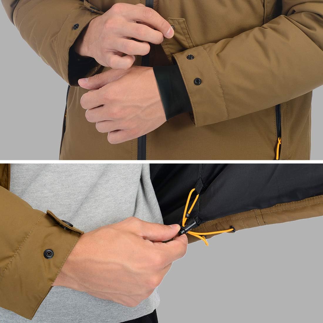 HARD LAND Men's Ski Jacket Down Insulated Waterproof Winter Jacket Windproof Snowboard Snow Coat Brown Size XXX-Large