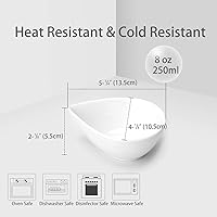 Vista 2 de Juego de 6 cuencos de salsa para salsa, lindos cuencos de cerámica blanca para postre, sopa, frutas, nueces, 8 onzas