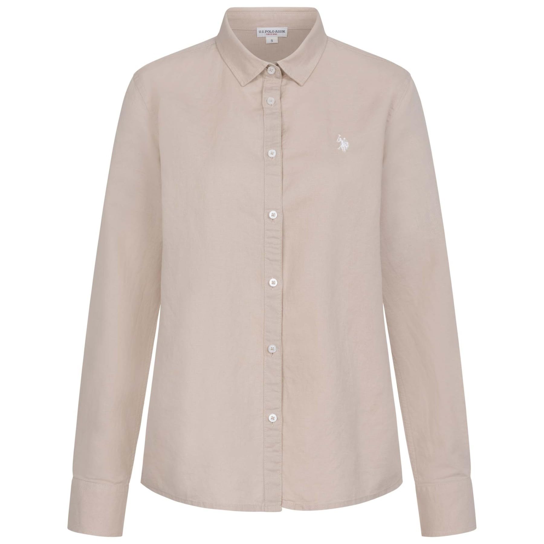 U.S. POLO ASSN. Damen Bluse (S-2XL) Leinen Baumwolle Langarm atmungsaktiv P045