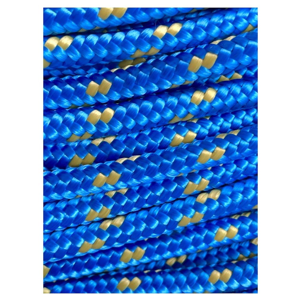 5 cuerdas de polipropileno de 10 mm x 50 m, cuerda trenzada de polipropileno azul, cuerda impermeable con núcleo, resistente a los rayos UV, cuerda de polipropileno para construcción, tráfico