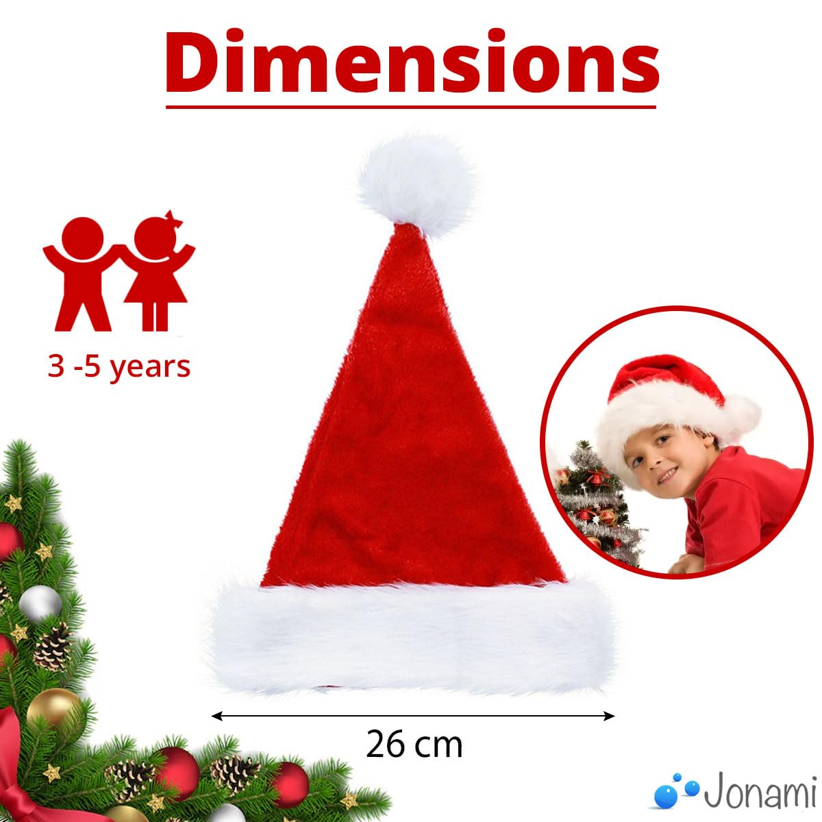 Jonami Santa Hat Christmas Hat for Child (3-4 Years) in Plush - Image 2