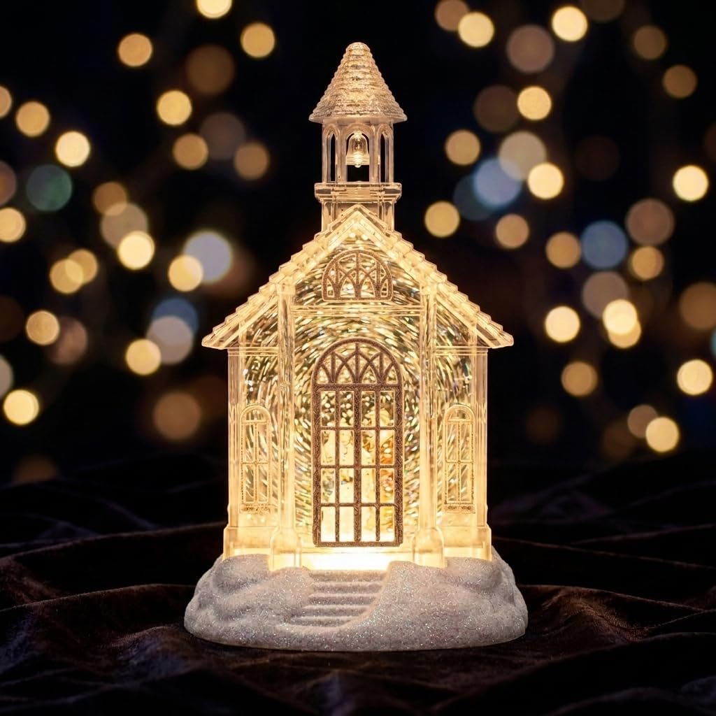 Christmas Snow Globe Lantern Greenhouse Water Glittering Globe with Little Lawn 6H Timer Function Christmas Snow Globes Operated for Christmas Festival Decorations Gifts (Greenhouse)