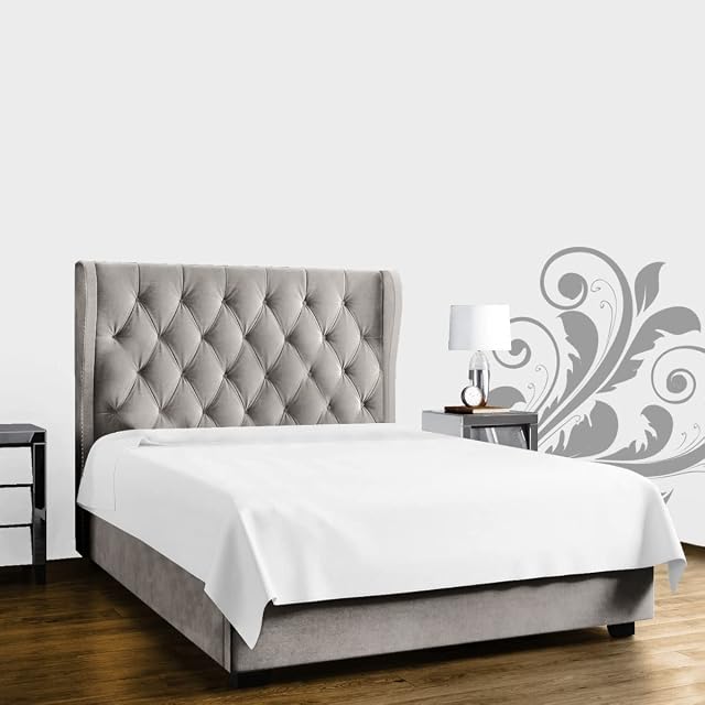Premium Plain 400 TC Hotel Quality Bedding, Soft Egyptian Cotton King Size Flat Sheet White Bedshit