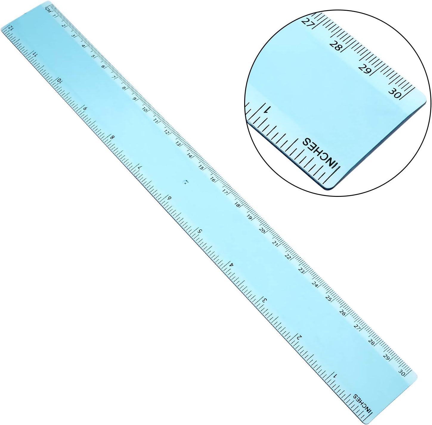 2 Pack Plastic Ruler Straight Ruler Plastic Measuring Tool for Student School Office (Blue, 12 Inch)