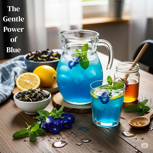 Miniatura 10 de Flores orgánicas de guisantes de mariposa, té azul de hojas sueltas de hierbas saludables, colorante alimentario natural, sin cafeína, 1.75 onzas