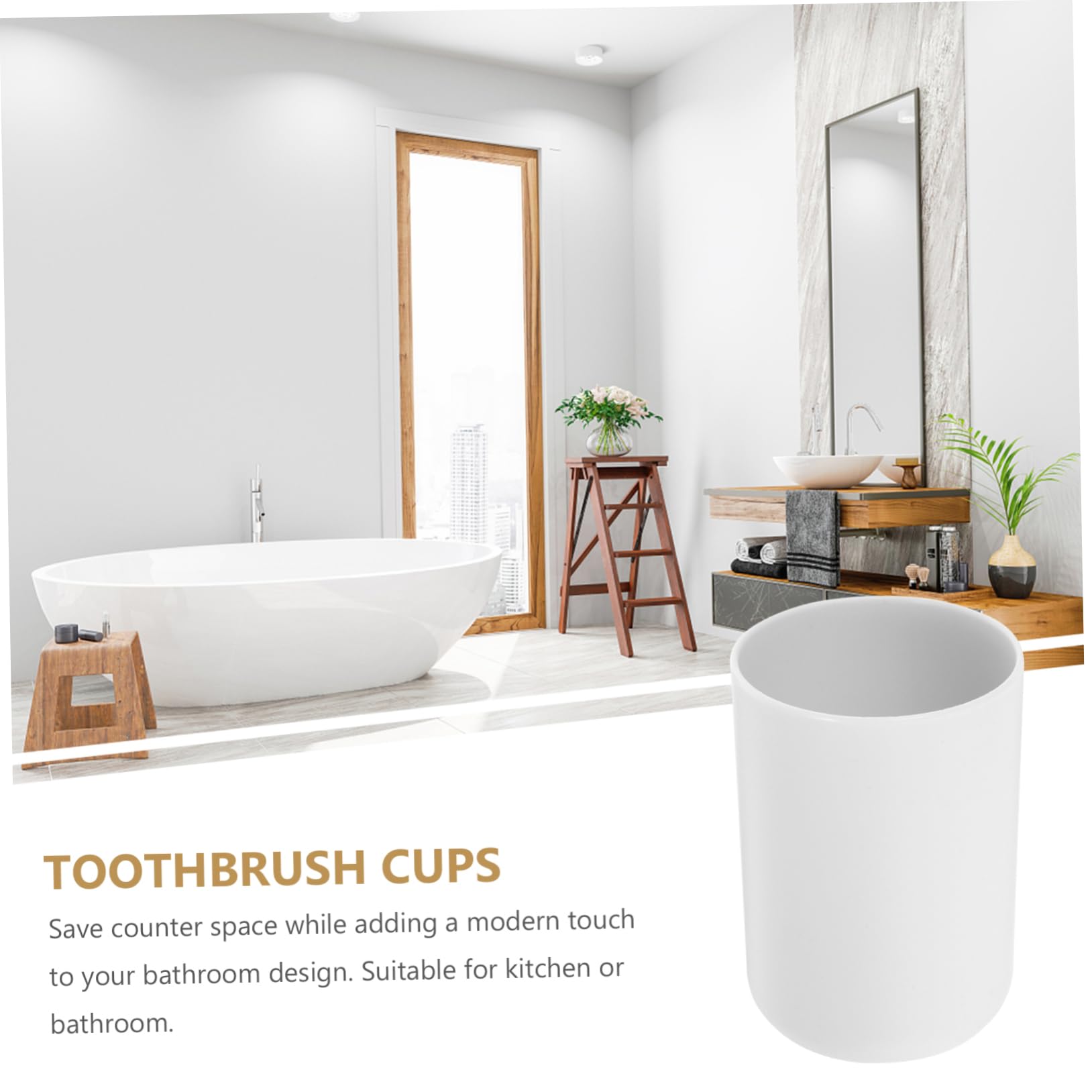 WOONEKY Bathroom Cup Toothbrush Holder 2pcs Reusable Round Design Ideal for Travel