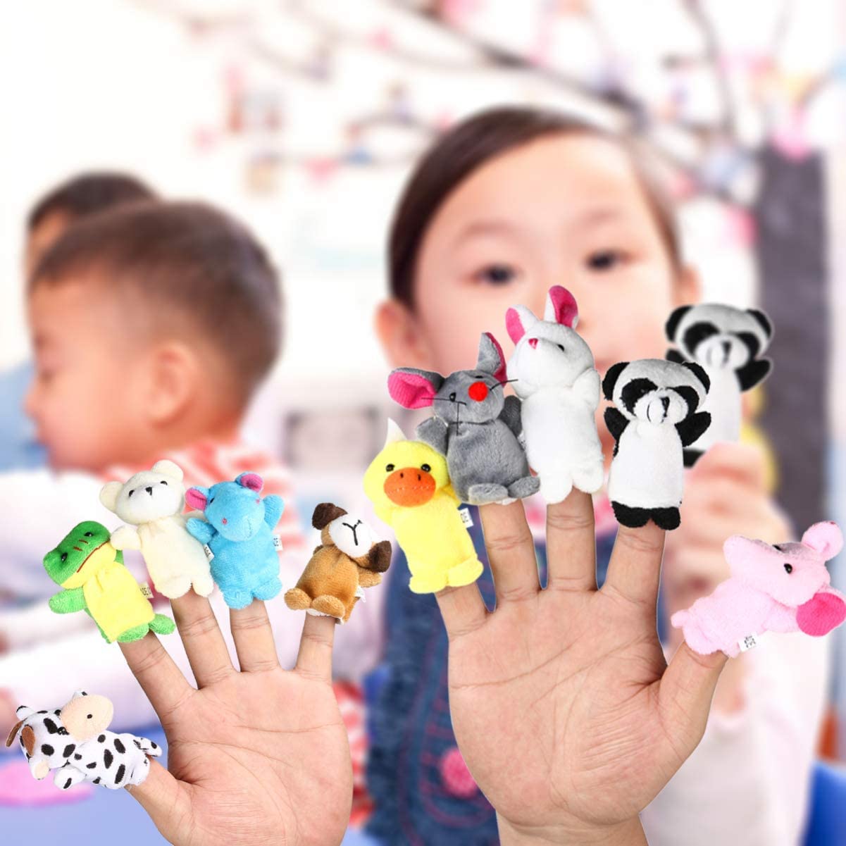 JAPSI Animal Finger Puppet for Kids | Hand Puppet Soft Toys for Kids | Soft Toy Assortment for Kids | Perfect for Imaginative Play and Early Learning | Different Animal Set of 5 Multicolor - Image 6 thumbnail
