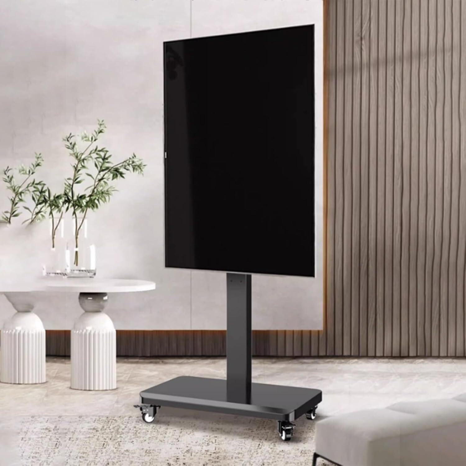 OLSKFUH Mobile Tv Stand Mobile Tv Cart On Wheels - Portable Floor Tv Stand Holds, For 32-65 Inch Led Flat Screen, Horizontal And Vertical Screen Fixed For Living Room, Office, M,