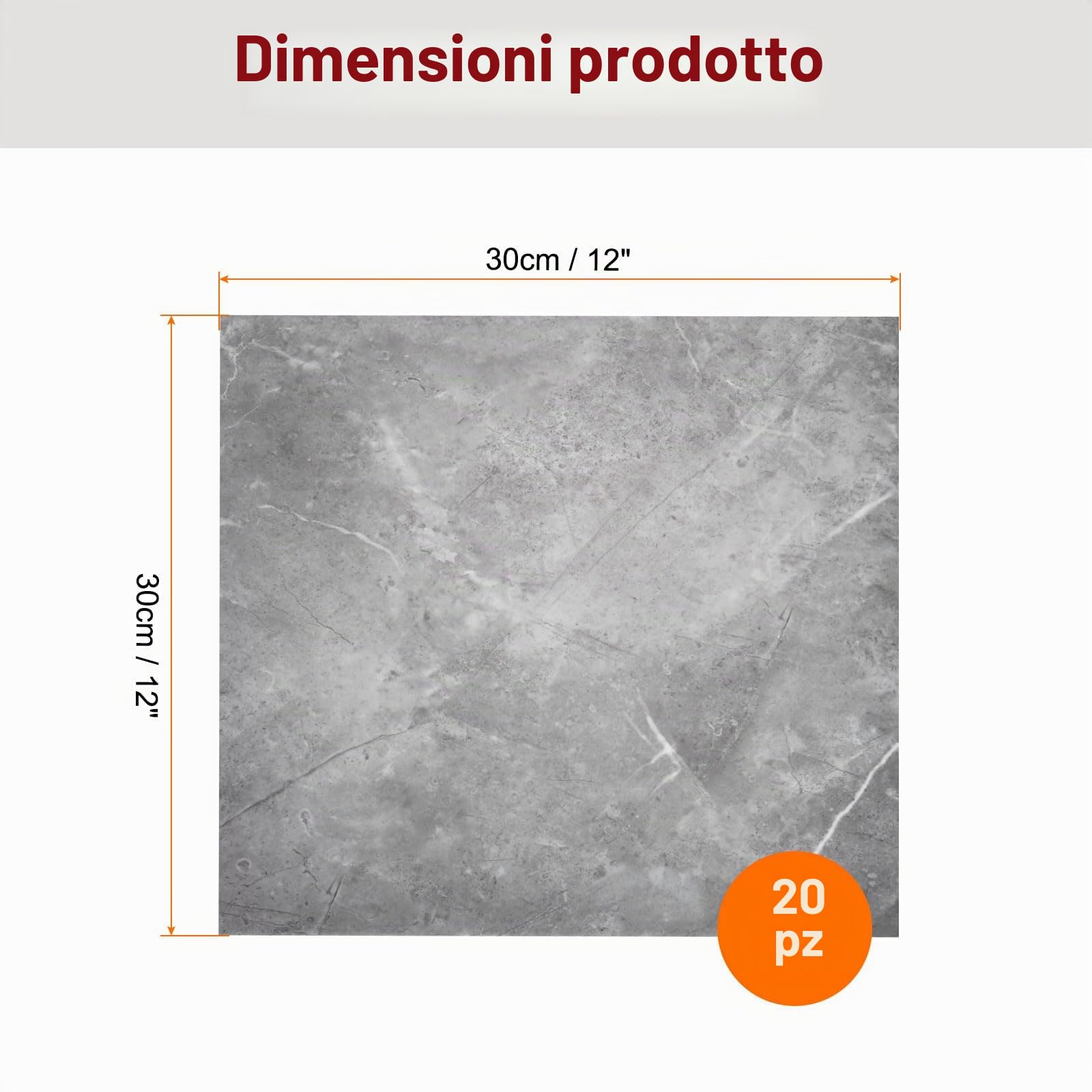 QUARKZMAN 20Pz Piastrelle in Marmo Adesive Pannelli 12"X12" Piastrelle