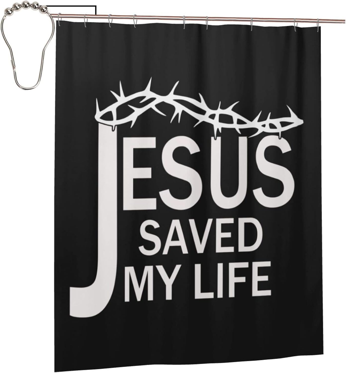 DARLEKS Jesus Christian Faith Cross Shower Curtain, Waterproof Shower Curtains and Polyester Bath Curtain for Bathroom, Shower Curtain Set with 12 Hooks, Machine Washable, 60 X 72 Inch Iron