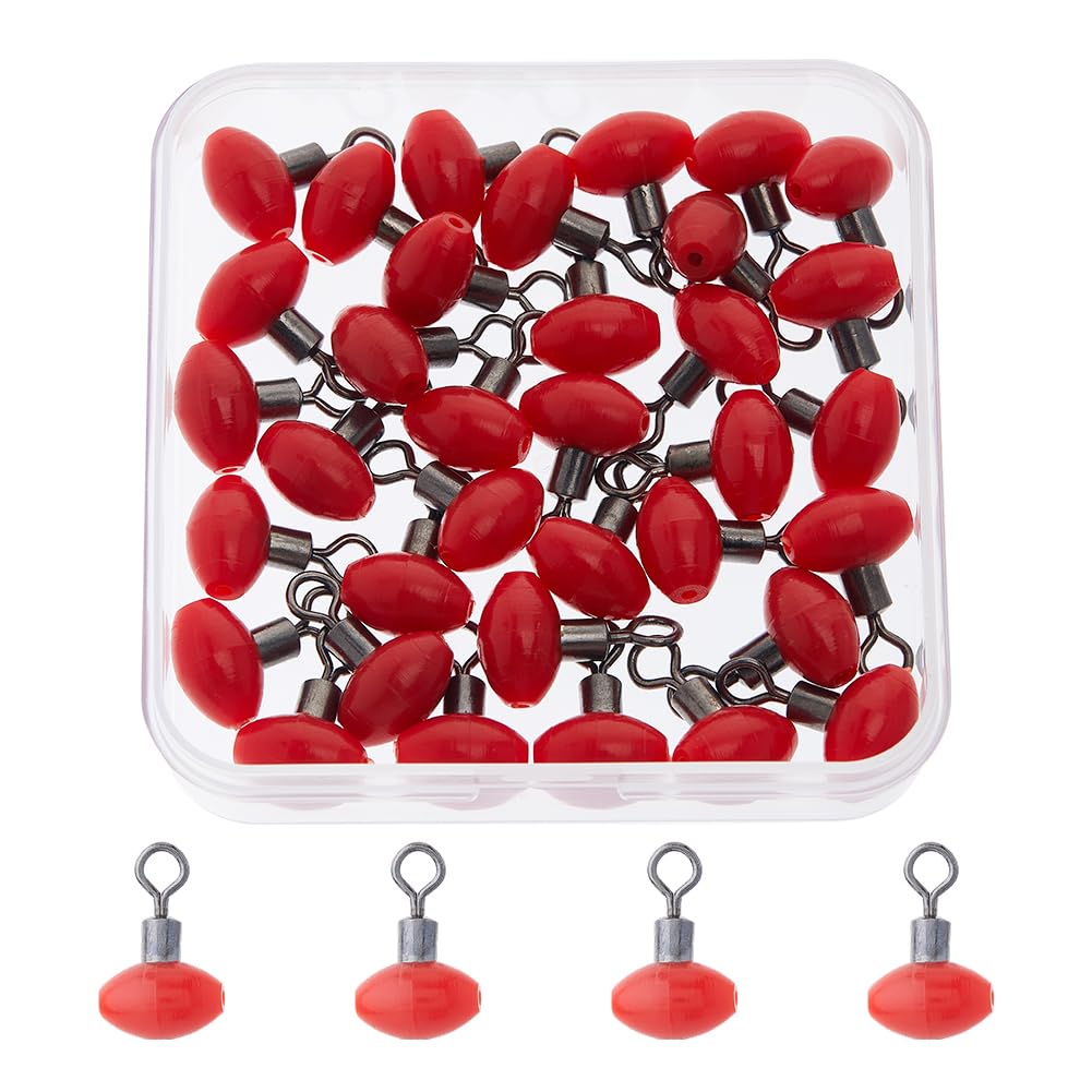 SUPERFINDINGS 50PCS Fishing Rolling Swivel 18.5x12mm Fish Pulley Line Connectors Red Slide Rig Rolling Swivels Plastic Fishing Swivels Cross Line Fishing Tackle Running Slider Bead Swivel