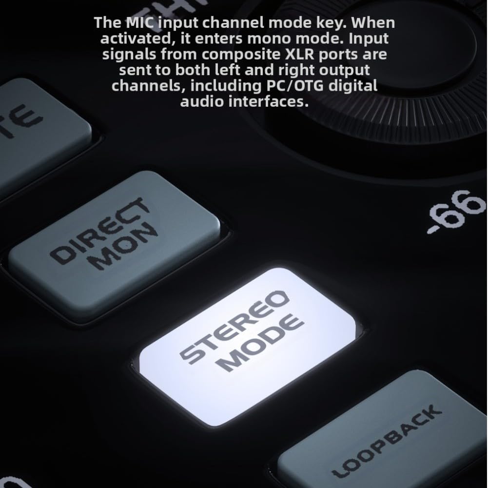 Tarjeta de sonido externa profesional con 48 V de potencia y reducción de ruido, interfaz de audio ABS compacta - Para cantar, transmisión en vivo, PC y dispositivos móviles -