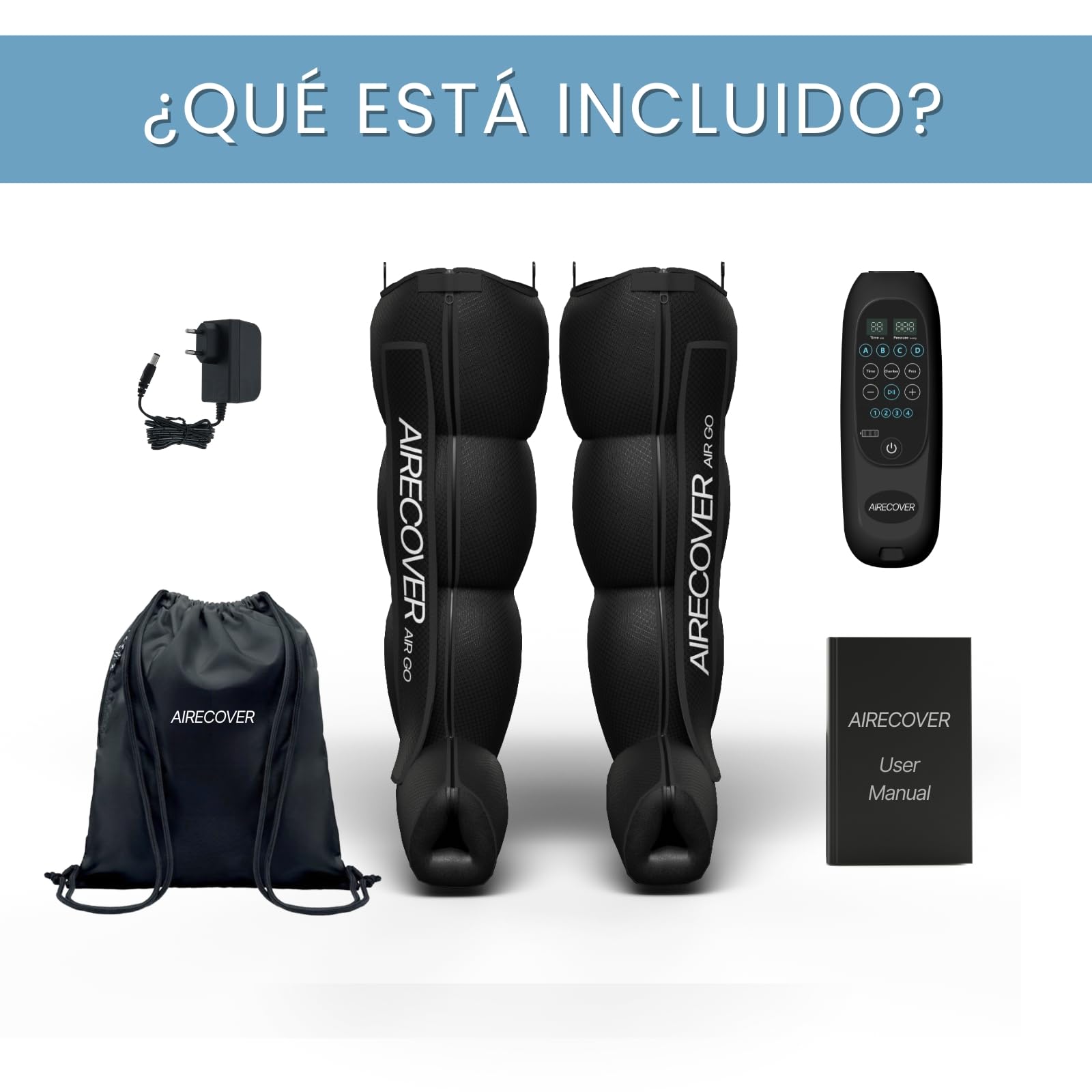 Presoterapia para Casa, Masajeador de Piernas Inalámbrico y Recargable para Circulación y Recuperación Muscular, 4 Cámaras, 30-250 mmHg, 4 Modos, Batería 3h (M)