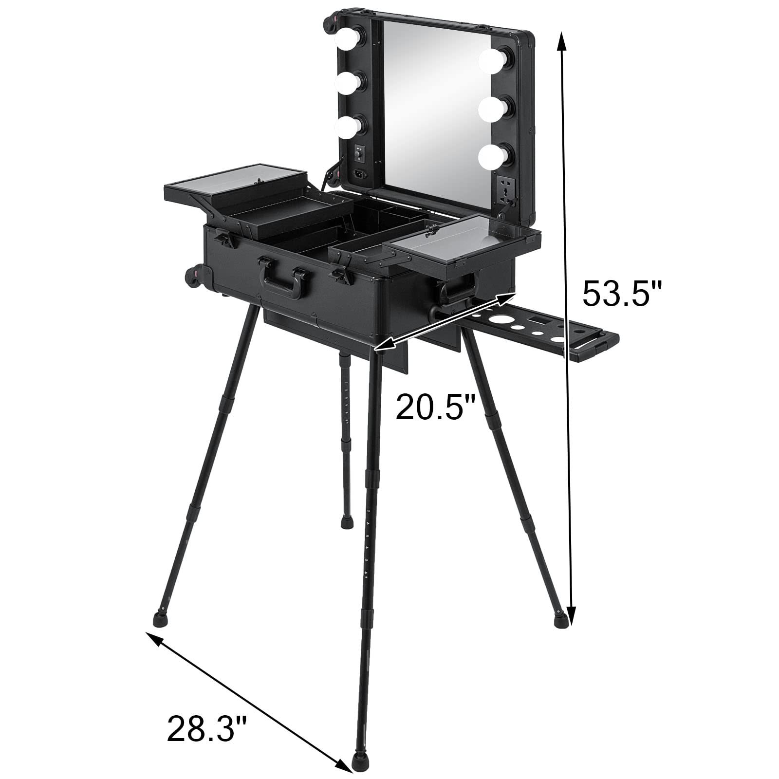 Rolling kosmetyk W/LED. Lekkie lustrzane pudełko kosmetyczne wózek walizka bagażu aluminiowy makijaż Toolbox Wysoka Wydajność