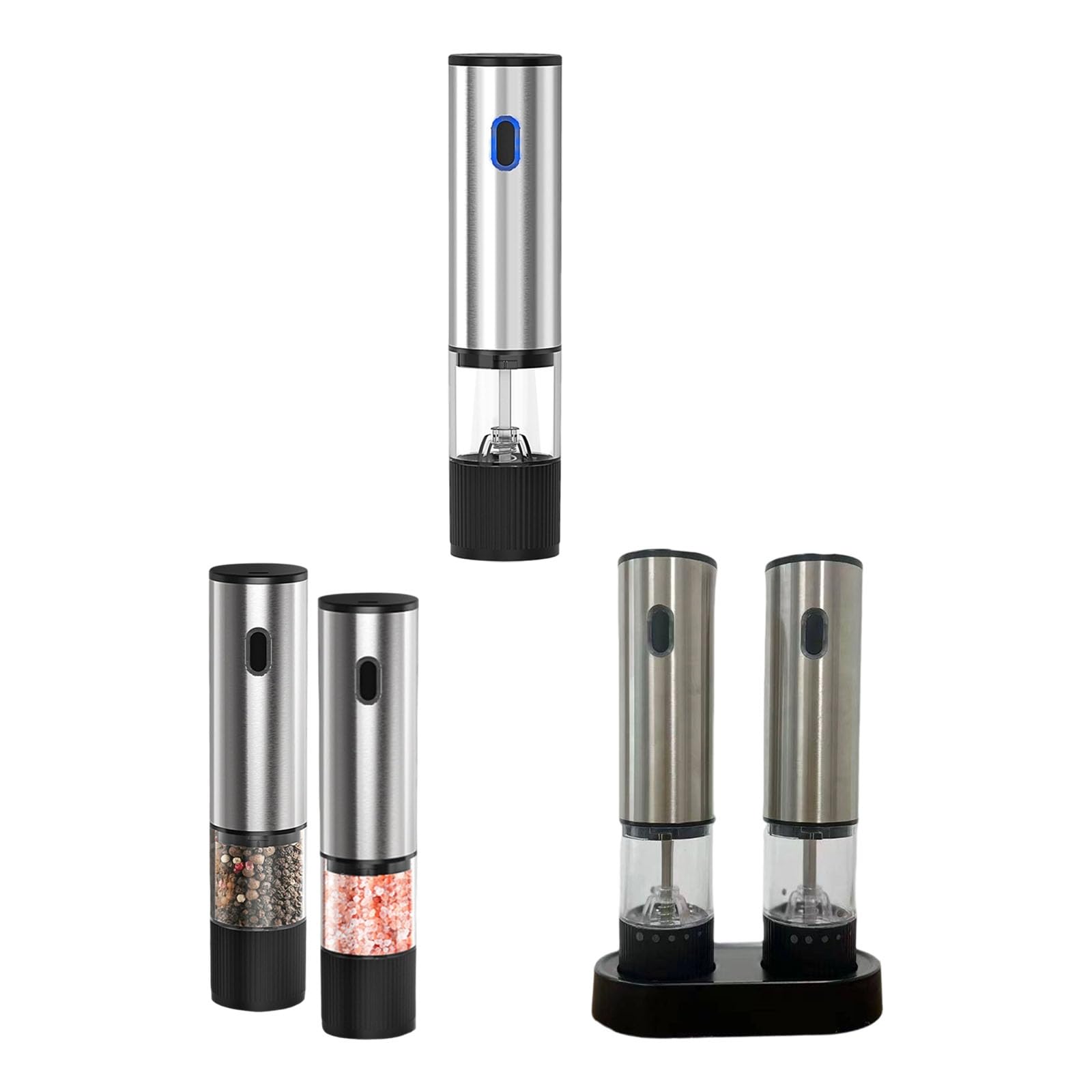 Moulin à poivre et sel réglable rechargeable pour la cuisine, la pâtisserie, le moulin à épices, utilisation en extérieur et intérieur, broyeur d'assaisonnement automatique, grossier réglable