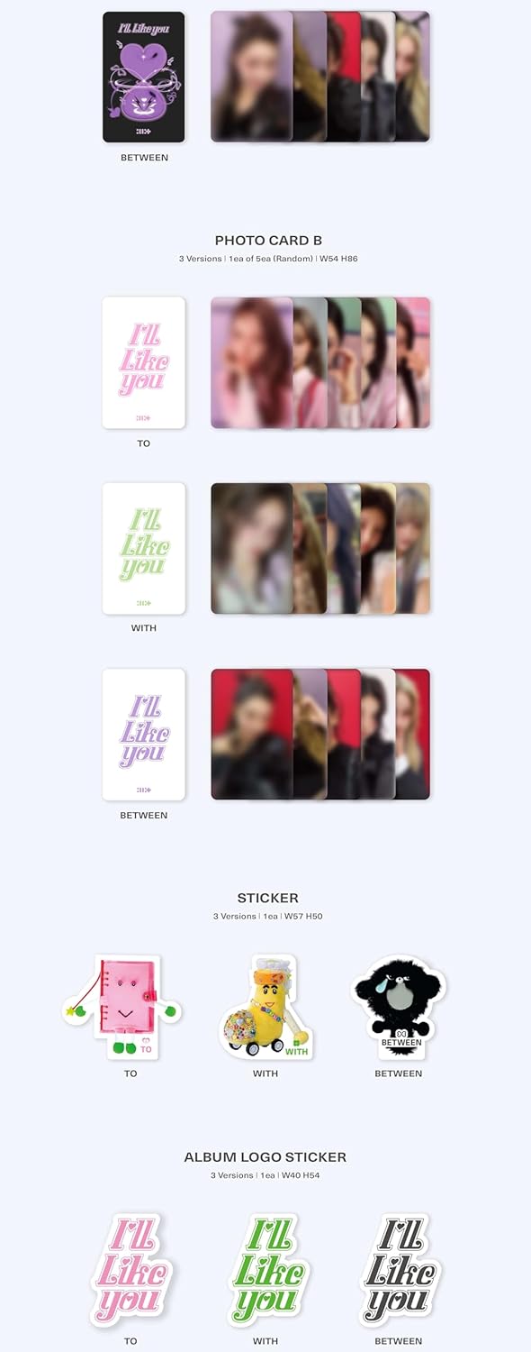 ILLIT Album - I'LL LIKE YOU TO+WITH+BETWEEEN 3 Standard ver. Full Album Set+Pre Order Benefits+BolsVos Exclusive K-POP Giveaways Package