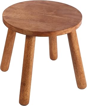 Round Solid Wooden Step Stool, Garden Stool,11.8''H,Plant Stool,Wood Legs Detachable for Plant Stand, Kitchen, Bathroom,Bedroom,Livingroom (Walnut, 11.8inch)