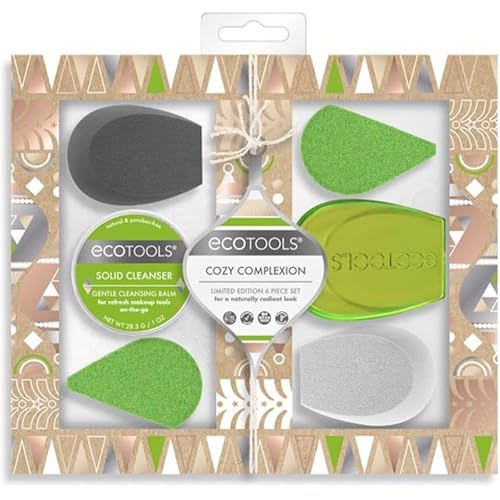 Ecotools Beauty Makeup Sponge Set, 4 Blenders, With Sponge and Brush Cleaner, Includes Travel Accessory Case